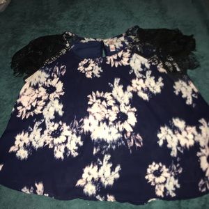 Navy floral crop top
